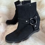 Solesenseability Black Suede Ankle Wedge Boots Size 9 Photo 0