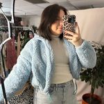 Urban Outfitters Sherpa Cropped Jacket Light Blue Size XS Photo 7