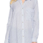 Free People  No Limits Blue Striped Button-Up Shirt- Size Medium Photo 0