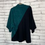 Alfani  Teal Black Colorblock Mock Neck Short Sleeve Sweater Women’s 1X Fuzzy Photo 8