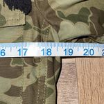 ZARA Womens Camo Embroidered Pompom Tassel Frayed Hem Peplum Jacket Green XS Photo 8