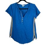 Sundance  Blue Eyelet Embroidered Boho Bohemian Short Sleeve Blouse Size Small Photo 0