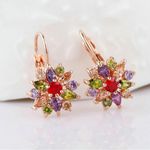 Rose Gold Color Brilliant Flower Marquise Round Multicolor Earrings Photo 5