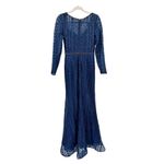 Mac Duggal  Midnight Blue 20271 Long Sleeve Beaded Lace Trumpet Gown Size 4 NWT Photo 4