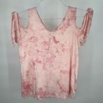 Moral Fiber Pink Tie Dye V-Neck Cold Shoulder Top Small NWT Photo 0