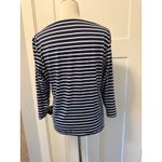 Lands' End  Women's Striped Long Sleeve Boat‎ Neck Top, Navy White, Casual Photo 5