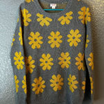 Mossimo Gray & Yellow Floral Pullover Crewneck Knit SWEATER Women's sz XS EUC Photo 0