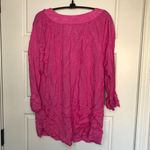Caribbean Joe  Women's Barbie Pink‎ 100% Viscose 3/4 Sleeve Lightweight Blouse L Photo 2