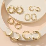 Gold Hoop Earrings| 6 Pairs| 14K Gold Plated| Lightweight| Hypoallergenic Photo 4