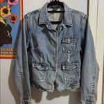Rampage Y2K Light Blue Distressed Denim Blue Jean Jacket Photo 10