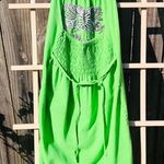 Green Cotton Embroidered Boho Halter Mini Dress Size M Size M Photo 3