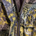 Vtg Nouveau Monde Sport 100% Silk Purple Fall Leaves Print Bomber Fabric Jacket Size undefined Photo 2