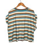 New AFRM Womens Size 3X Jorja Cropped Top Striped Ruched Cap Sleeves Multi Photo 1