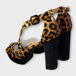 Limelight  Lyanna Animal Leopard Print Platform Peep Toe Chunky Block Heels 8.5 Photo 12