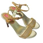 Isaac Mizrahi  Isbelle Gold and Tan High Heel Sandals Size 9.5 Photo 0