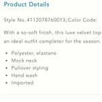 Anthropologie  blouse Krisha Velvet Mock Neck Top pink luxe petite XS Photo 6