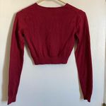 Brandy Melville 🌞John Galt Maroon Red V Neck Cropped Long Sleeve Sweater #P Photo 8