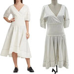 Proenza Schouler White Label Smocked Poplin Midi-Dress White Size US 8 Photo 1