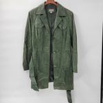 Kenar Green Leather Belted Trench Coat Womens 8 Jacket Liquid Embossed Photo 2