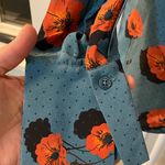 Equipment  Femme X-small 100% silk Leonne top in tapestry blue red poppy flower Photo 5