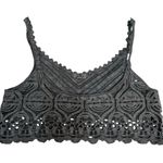 POL Lace Bralette Crop Top Crochet Gray Size M/L Whimsygoth Boho Scalloped Hem Photo 5