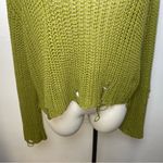 ZARA Green Distressed Knit Oversized Sweater | Size Small Photo 5