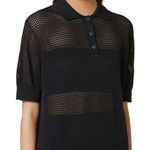 Closed Women's Black Short Sleeve Mesh Knit Collared Placket Polo Shirt Size‎ 24 Size 2 Photo 0