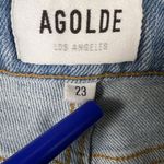 AGOLDE Nico High Rise Slim Jeans Button Fly Light Distressing Med Wash Size 25 Photo 5