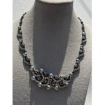 Vintage Heart Floral Necklace Pink & Green Crystals Flower Necklace Sz 16” Silver Photo 13