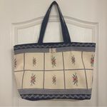 Sézane New Sezane Baziszt Floral Canvas Tote Bag Blue and Cream Photo 1