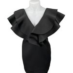 Daylight Black Tiered Ruffle Short Sleeve Deep V Photo 1