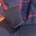 Old Navy  Women's Blue and Red Windowpane Plaid Fleece-Lined Zip-Up Bomber Jacket Photo 6