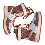 Nike Women’s Air Force 1 High 6” Wedge Sneakers Orange Zebra Print Size 9.5 Rare Photo 0