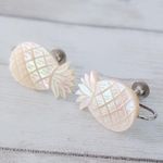 Vintage Screw On Earrings Cream Pineapple with Slight Iridescence Photo 3
