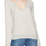 Pam & Gela NWT Rib Cross Neck Sweatshirt Heather Grey Pullover Top S Photo 0