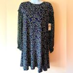 CeCe  Navy Floral Sheer Sleeve Dress Sz S Photo 1