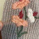 American Eagle  Outfitters Floral Embroidered Long Sleeves V-Neck Knit Sweater Photo 3