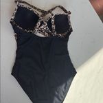 Brown and Black One Piece Swimsuit with Mesh Detailing Size M Photo 4