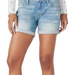 Lucky Brand  Roll Up Denim Shorts Distressed High Rise Blue Boho Size 12 / 31 Photo 0