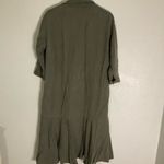 ZARA  Trafaluc TRF‎ Olive Oversized Shirt Dress w/ Frill Ruffle Small Lagenlook Photo 6