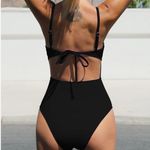 Cupshe Women's One Piece Swimsuit Scoop Neck Adjustable Straps Cutout Back Self Tie Bathing Suit Photo 4