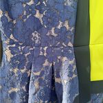 BCBGMAXAZRIA  Neon Yellow & Navy Blue Lace Color Block Dress - Size 8 Photo 7