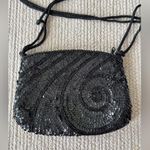 Vintage 70s LaRegale Hand Made Black Beaded Sequin Formal Dressy Going Out Purse Photo 6