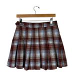 American Eagle  Plaid Pleated Mini Skirt Womens 6 Brown Blue Preppy Y2K Retro Photo 3