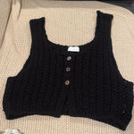 Isalis  WOMEOBlack Knit Button-Up Women's Top MEDIUM Photo 0