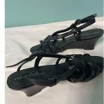 Natural Soul Naturlalizer Women's Black T-strap 7W Ankle Strap Wedge S-277 Photo 4