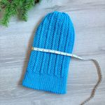 Handmade  Neon Blue Knit Winter Beanie Hat Photo 2