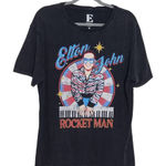  T-Shirt NWT Size Medium Black Short Sleeve Elton John Rocket Man Tee Photo 0