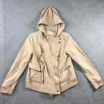 Free People Carmen Moto Jacket Women Small Beige Asymmetrical Zip Photo 0