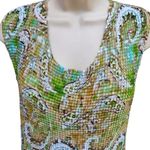Cato Woman's Smocked Green and White Size 26/28W Tank-top Paisley Sleeveless Photo 5